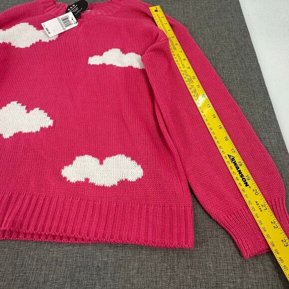 NEW! Made with Love By FCT Knit Sweater Pink White Clouds Plus 1X Acrylic $49 - Picture 7 of 12